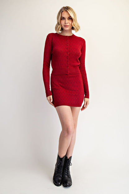 Openwork Button Down Sweater Cardigan