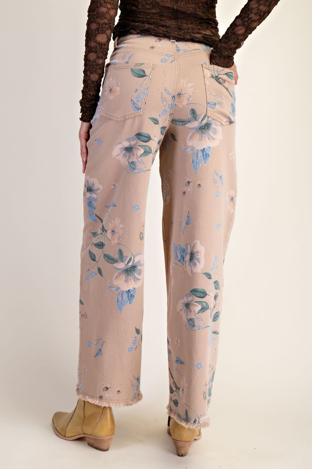 Floral Printed Stretch Twill Pants