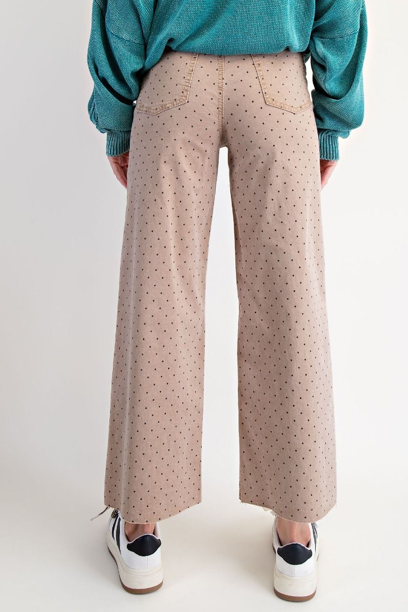 Polkadots Printed Washed Twill Stretch Pants