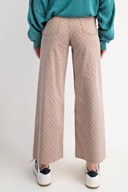 Polkadots Printed Washed Twill Stretch Pants