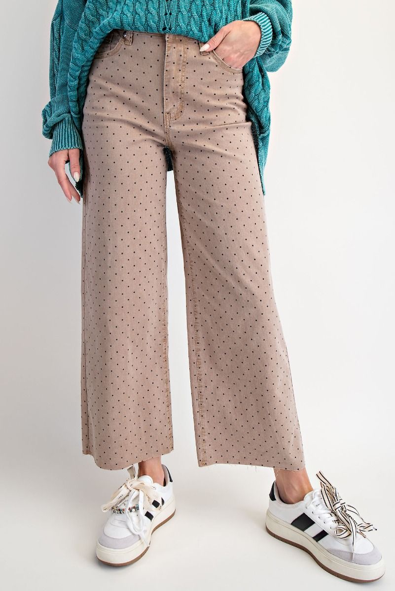 Polkadots Printed Washed Twill Stretch Pants