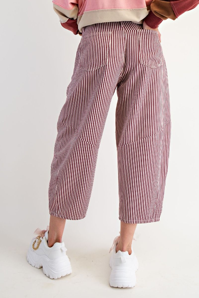 Striped Washed Twill Barrel Pants