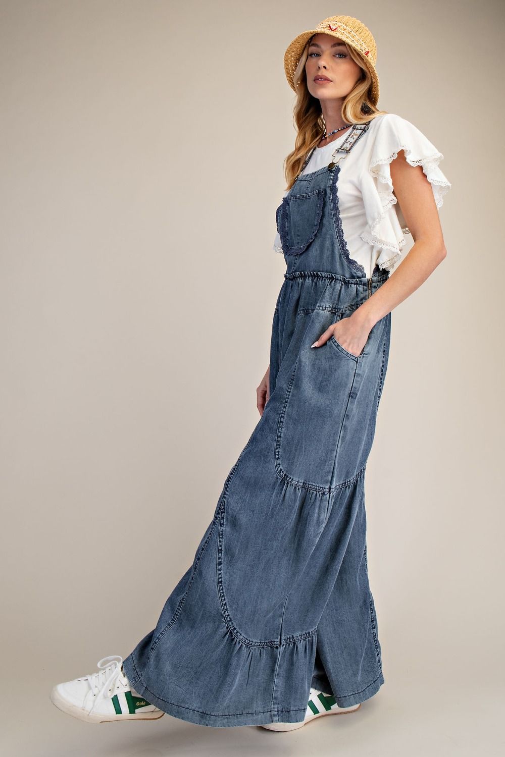 Washed Chambray Overall Pants
