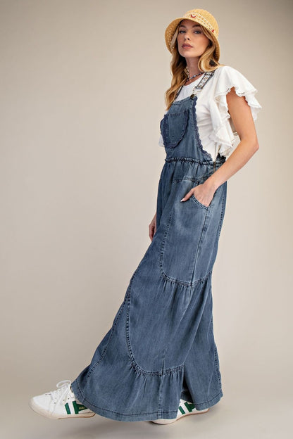 Washed Chambray Overall Pants