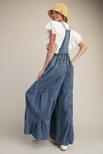 Washed Chambray Overall Pants