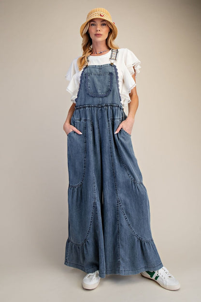 Washed Chambray Overall Pants