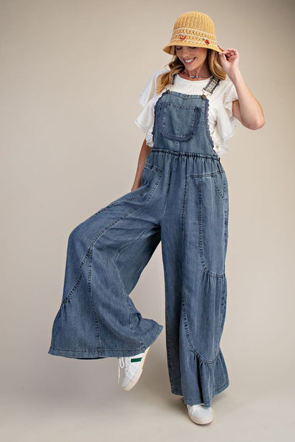 Washed Chambray Overall Pants