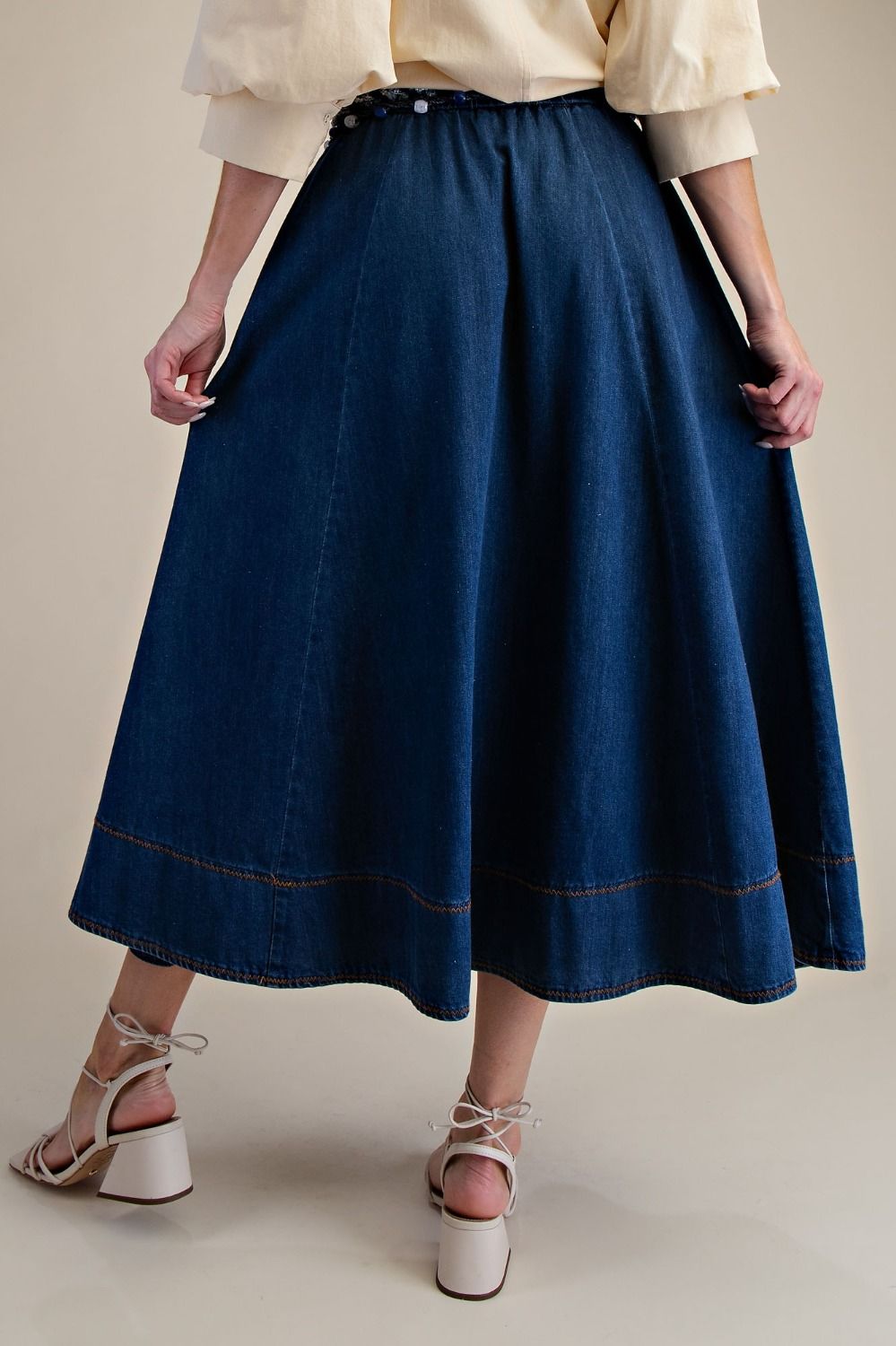 Washed Denim A-Line Skirt