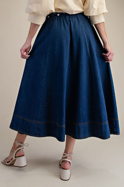 Washed Denim A-Line Skirt