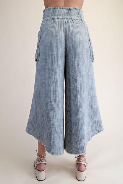 Washed Cotton Gauze Palazzo Pants