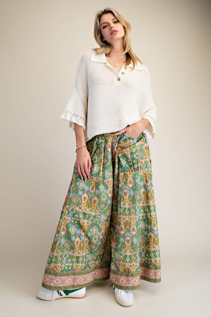 Border Printed Palazzo Pants