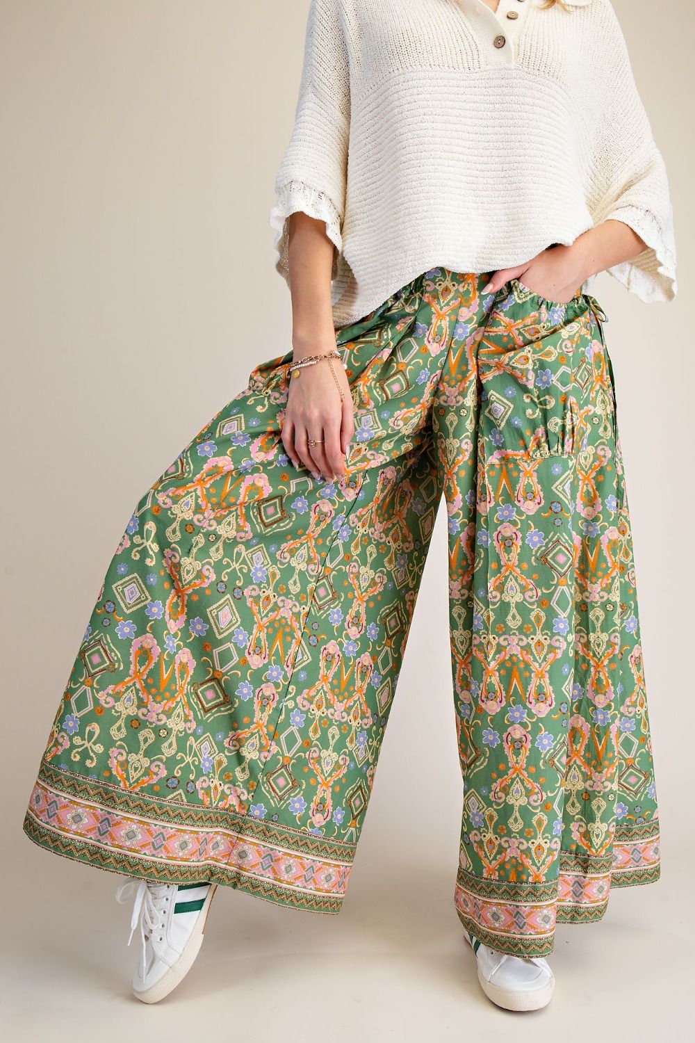 Border Printed Palazzo Pants