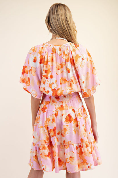 Printed Watercolor Floral Dress
