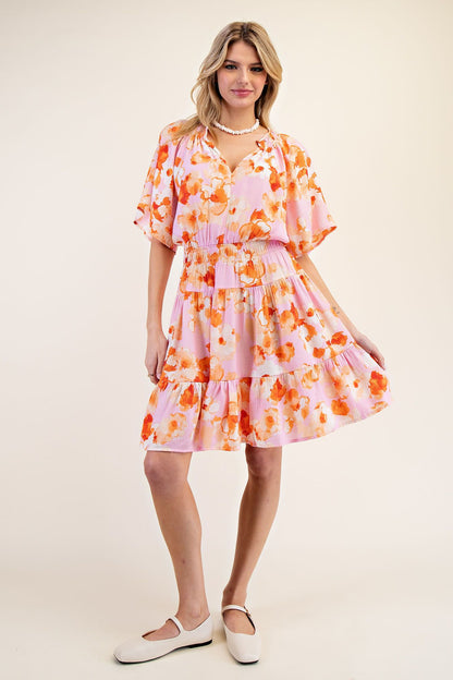 Printed Watercolor Floral Dress