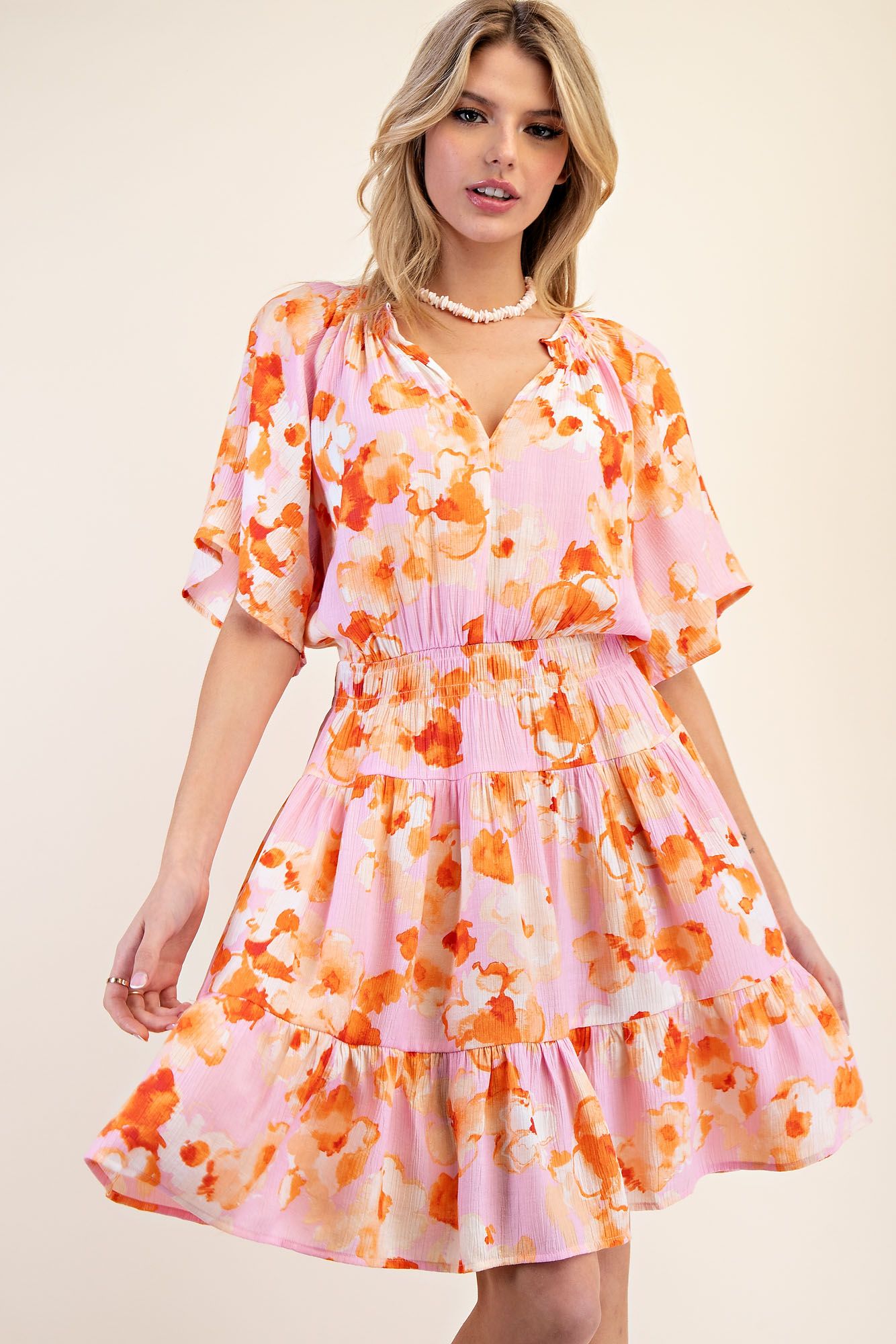 Printed Watercolor Floral Dress
