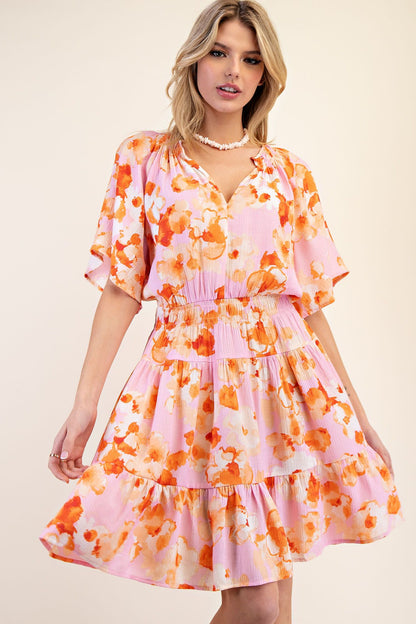 Printed Watercolor Floral Dress