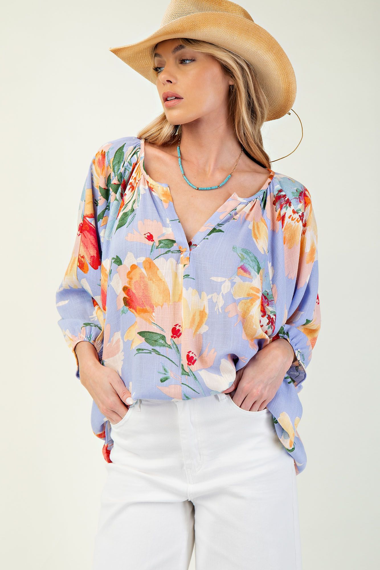 Printed Rayon Linen Woven Top