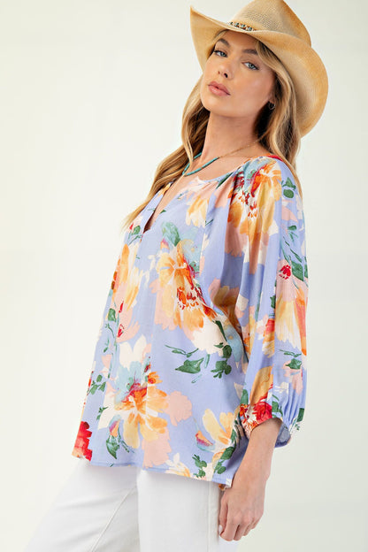 Printed Rayon Linen Woven Top