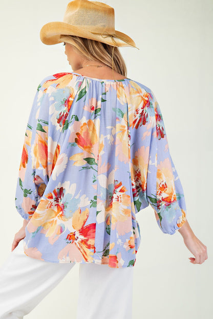 Printed Rayon Linen Woven Top