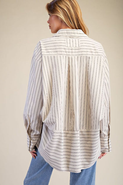 Stripe Poplin Button Down Shirt
