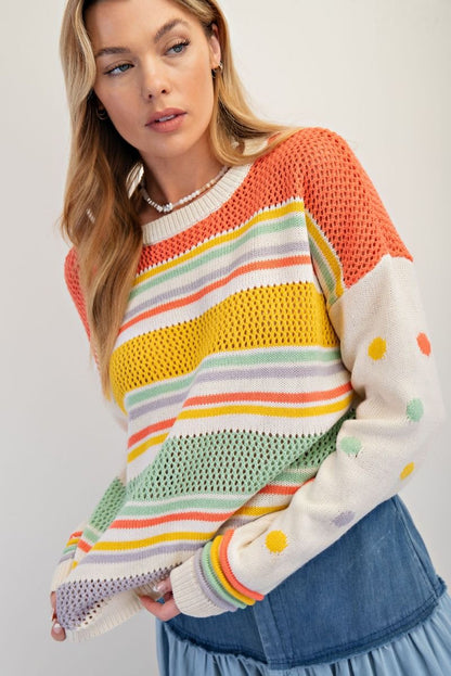 Multi Color Thread Knit Sweater Pullover