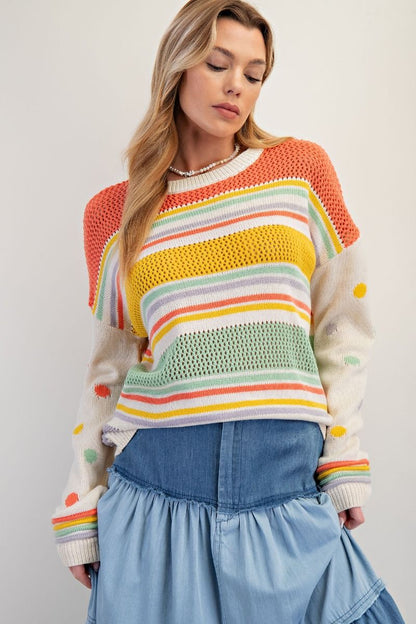 Multi Color Thread Knit Sweater Pullover