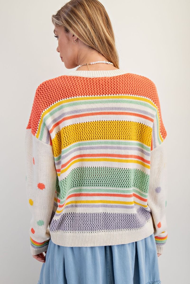 Multi Color Thread Knit Sweater Pullover