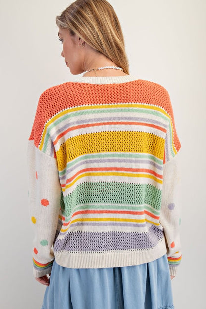 Multi Color Thread Knit Sweater Pullover