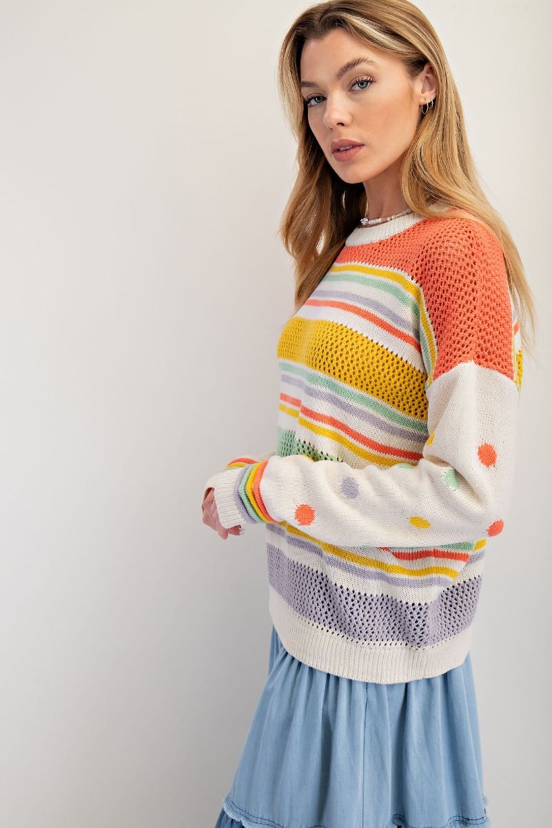 Multi Color Thread Knit Sweater Pullover