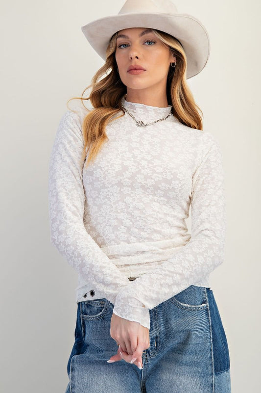 Burnout Lace Fitted Top