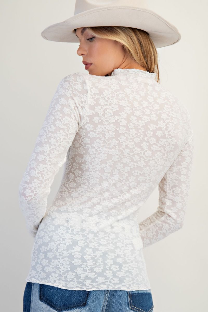 Burnout Lace Fitted Top