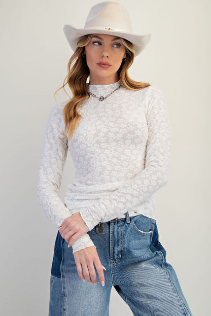 Burnout Lace Fitted Top