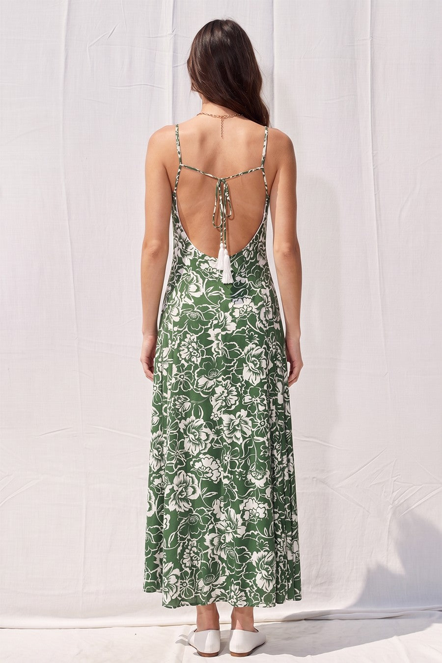 Printed Open Back Maxi Dress
