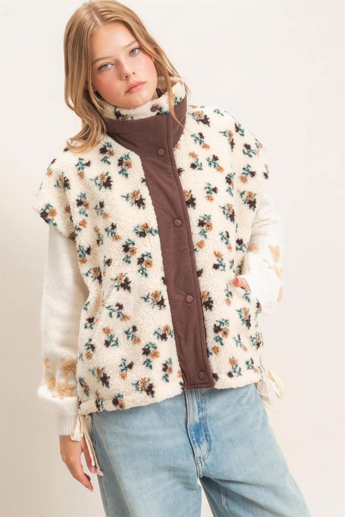 Floral Sherpa Vest