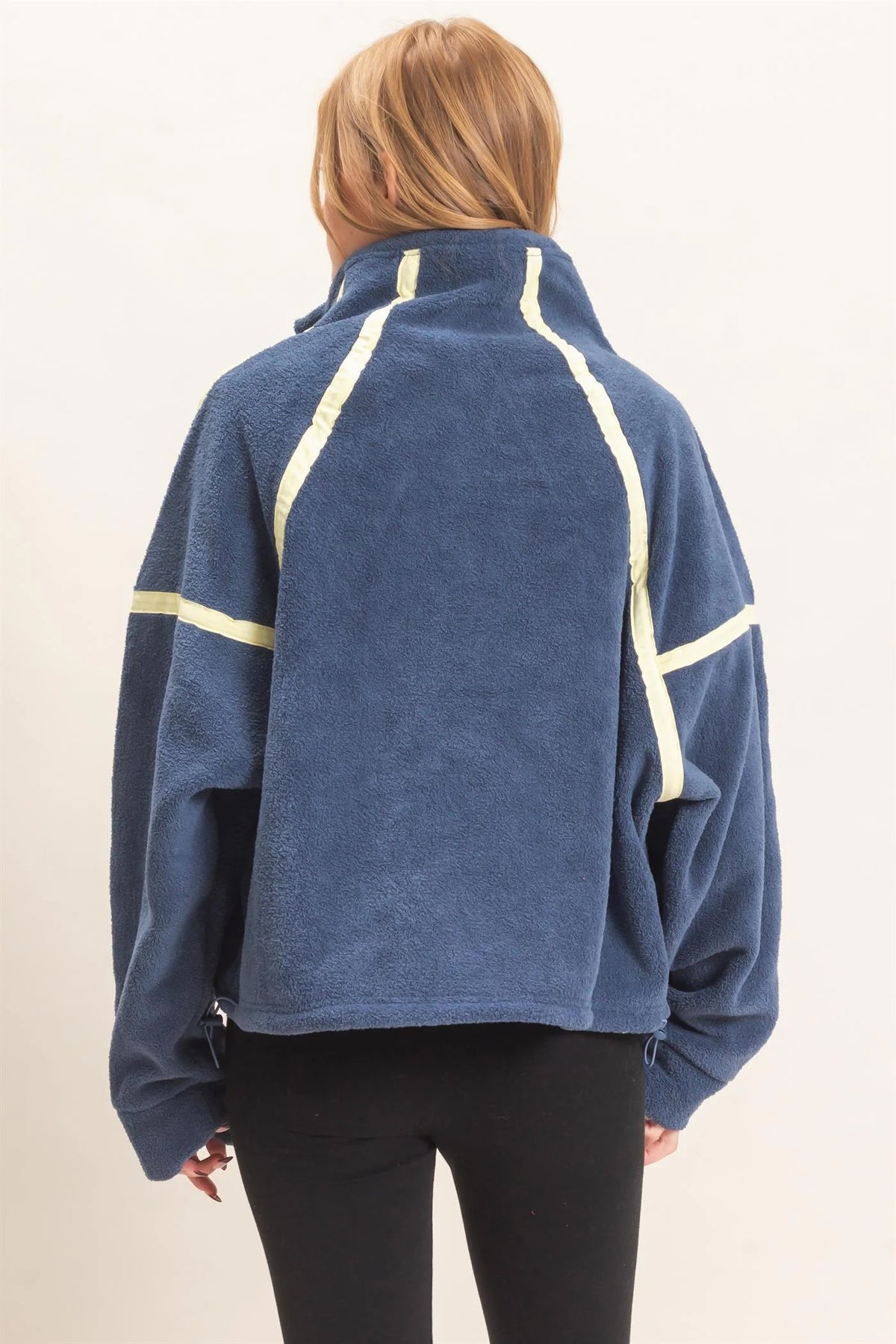 Contrast Trim Half-Zip Fleece Pullover