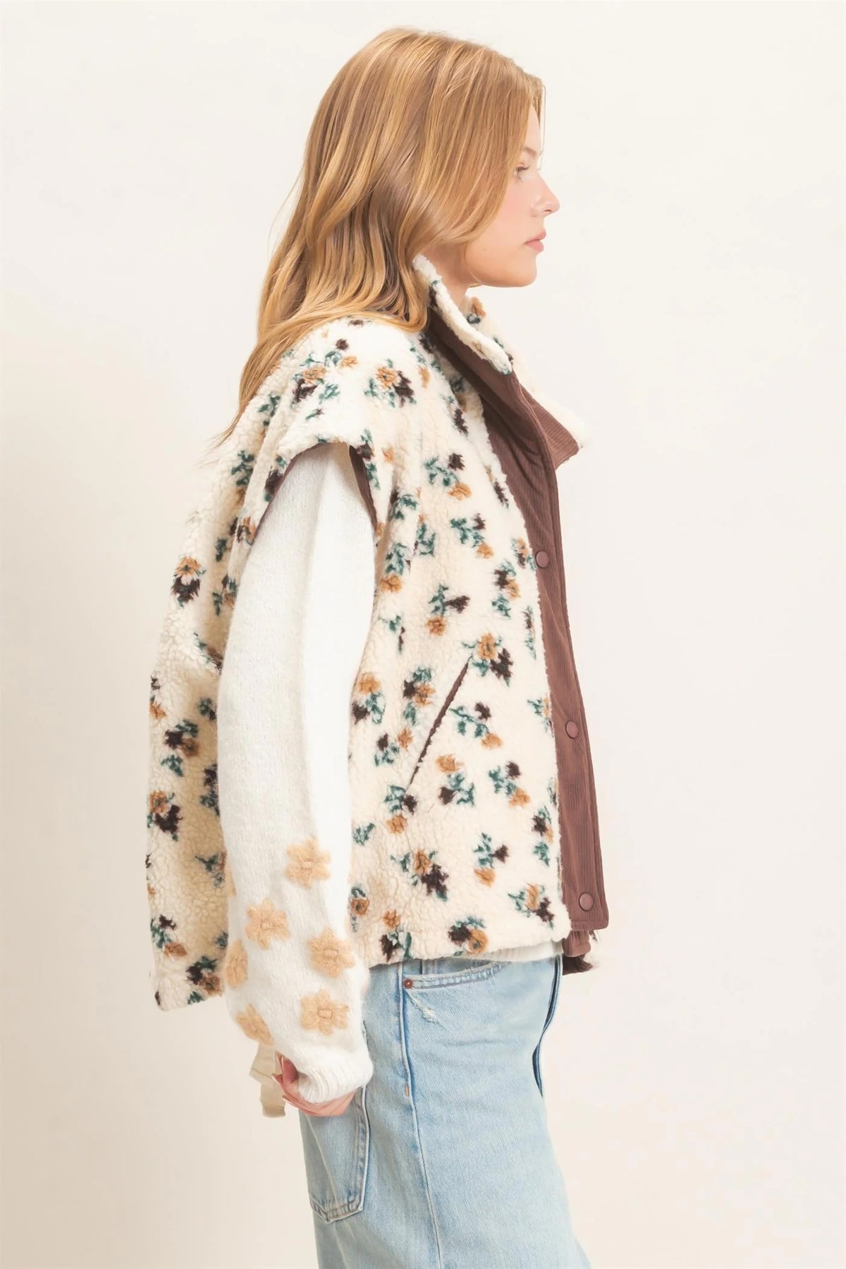 Floral Sherpa Vest
