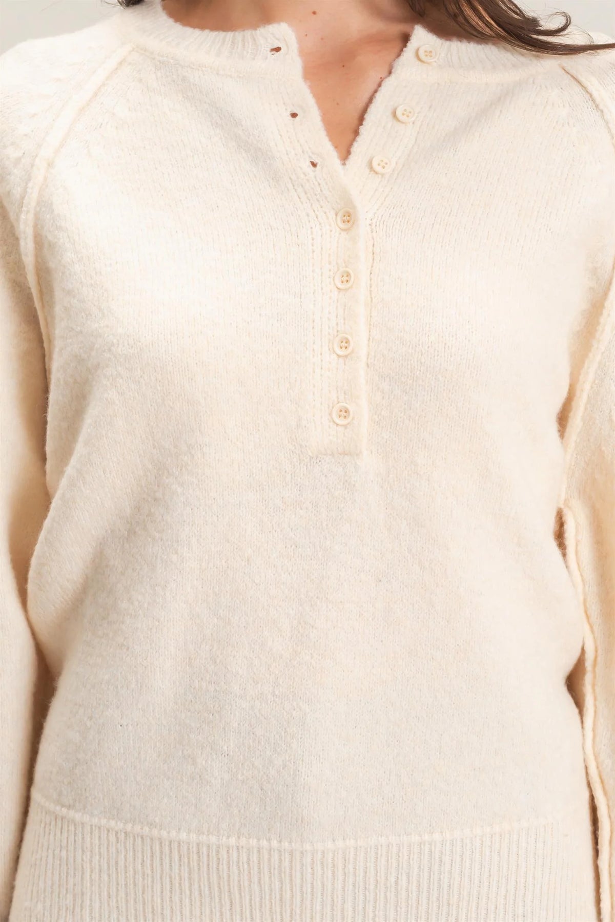 Button Front Raglan Sweater