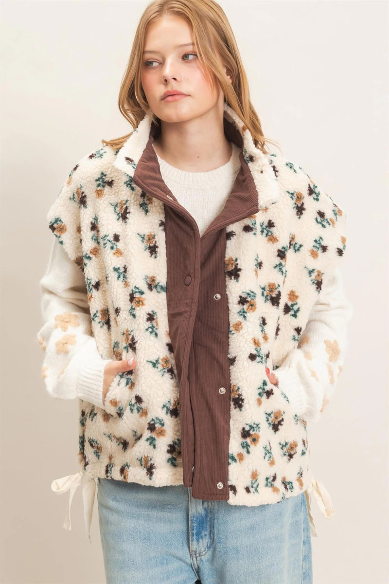 Floral Sherpa Vest