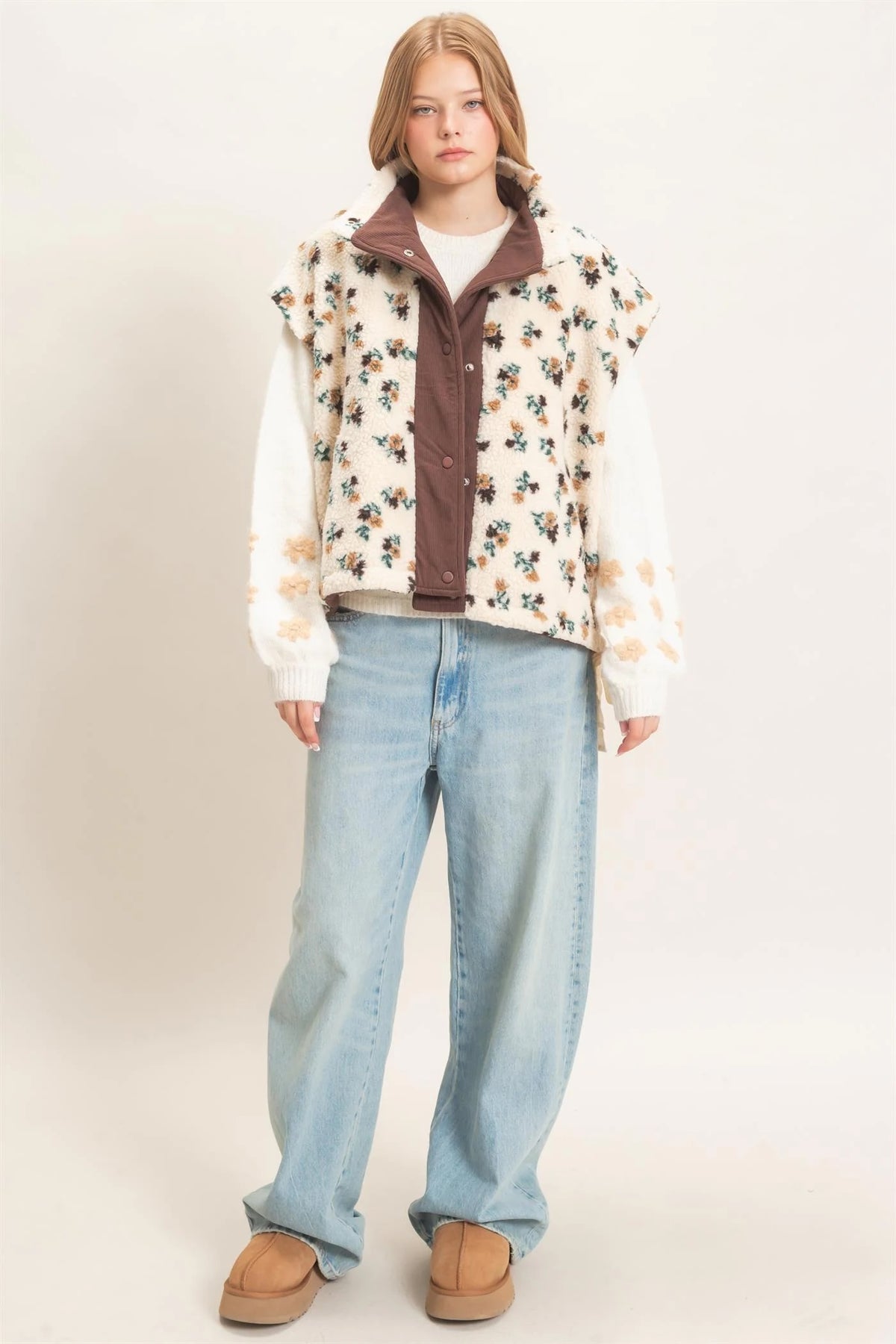 Floral Sherpa Vest