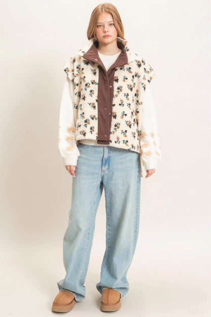 Floral Sherpa Vest