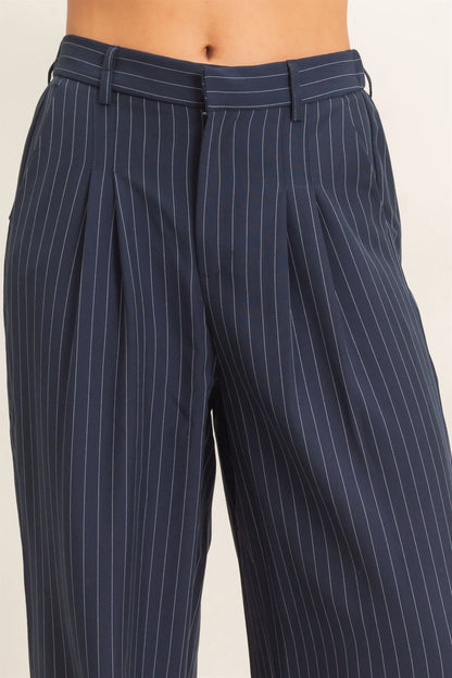 Pinstripe Wide-Leg Trousers