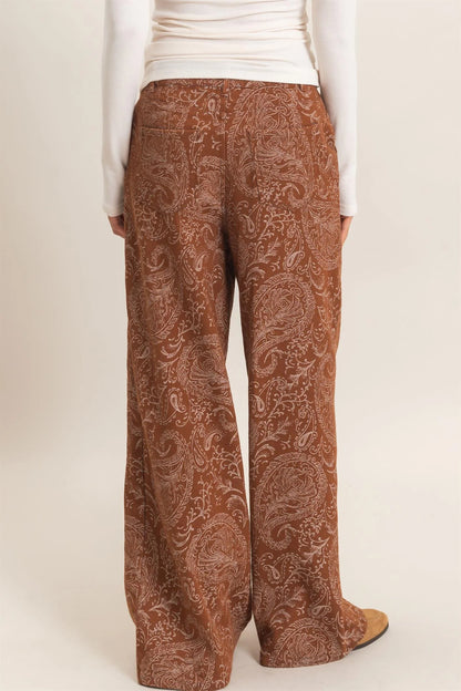 Paisley Print Wide-Leg Pants