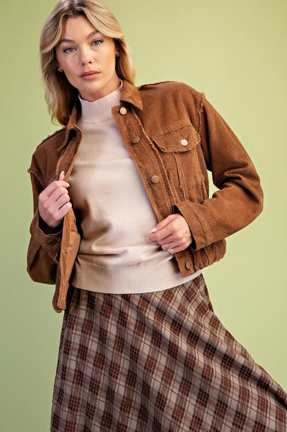 Corduroy Bubble Hem Jacket