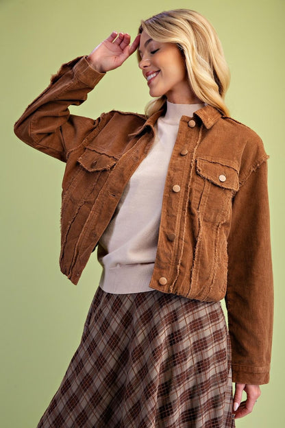 Corduroy Bubble Hem Jacket